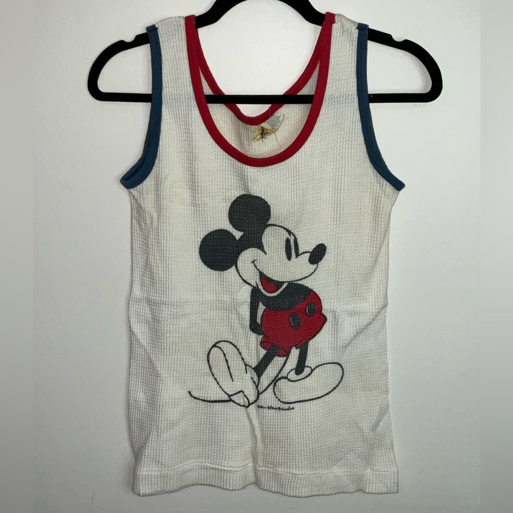 Vintage 1970s? Disney Mickey Mouse Blue, Red and White Tank Top L 42-44